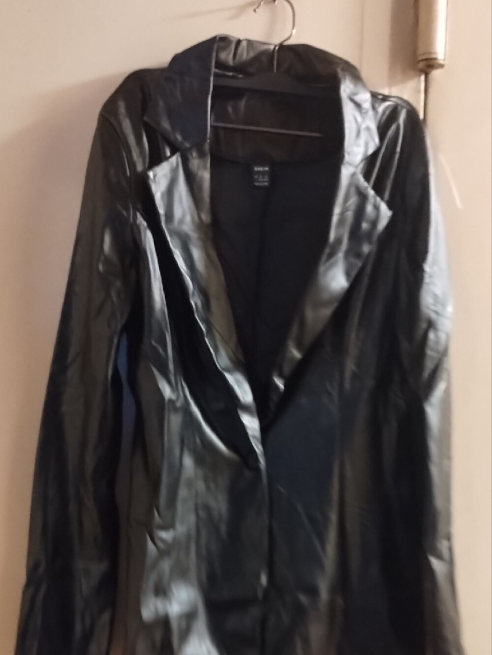 SHEIN Black Faux Leather Blazer Jacket - Picture 4 of 6